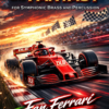 Fanfare and Fantasy for symphonic brass and percussion by David Lee Box, featuring a red Formula One style race car with DLB decals in a retro racing poster design