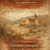 Five Chansons by Clément Janequin arranged for low brass quartet, Early Music Series cover with Renaissance village landscape and vintage score texture